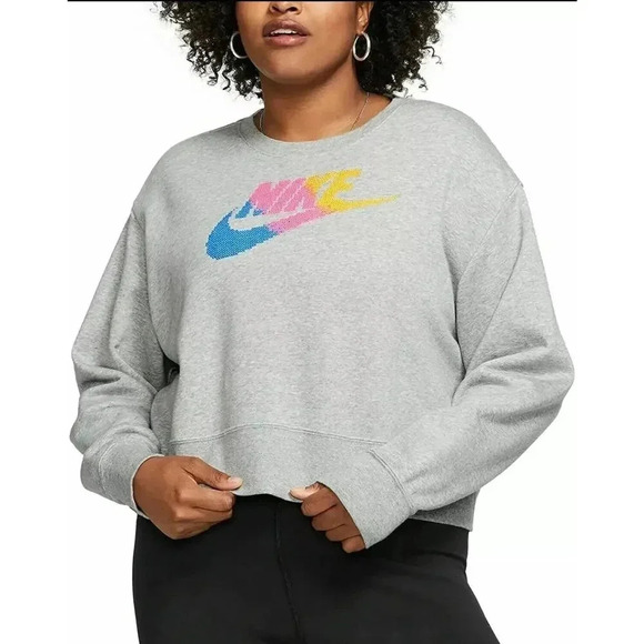 Nike Women's Plus Size Sportswear Fleece Crewneck Sweatshirt Gray Size  L - Picture 1 of 7